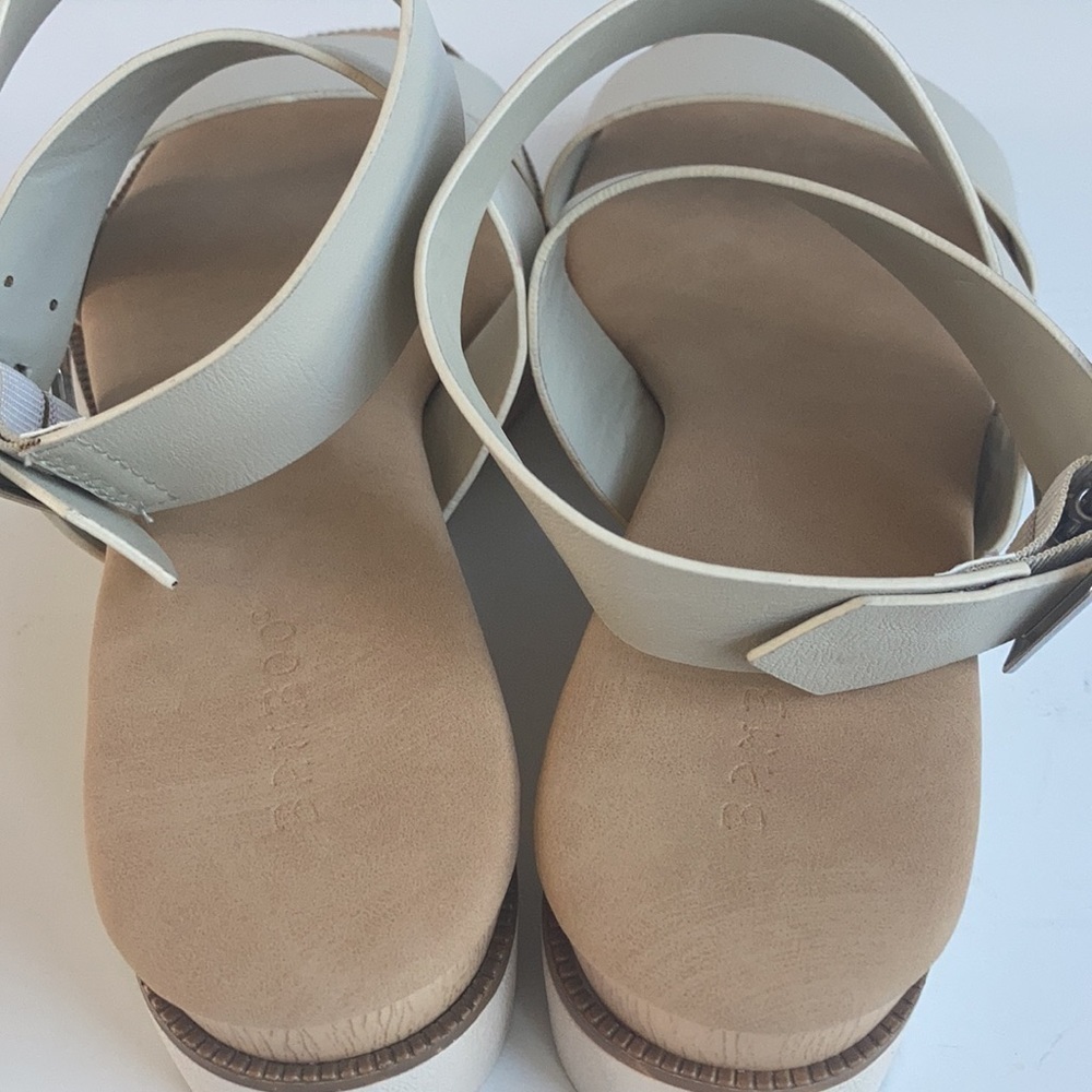 Eleanor Bamboo neutral wrap sandal cream colored buckle - Picture 10 of 13
